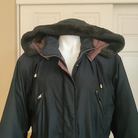 Vintage Learsi 80s zip front coat with removable hood sz S - Picture 2 of 12